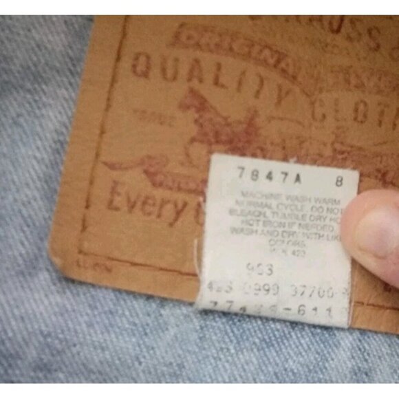 Vintage Levis Trucker Jacket Large Jeans Size 12 Set Denim Embroidered Dragon - Picture 6 of 16